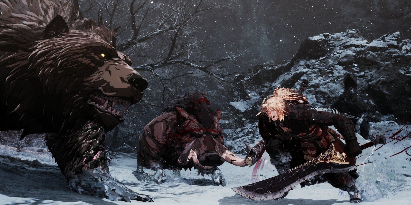 khazan fighting a boar and a bear in The First Berserker