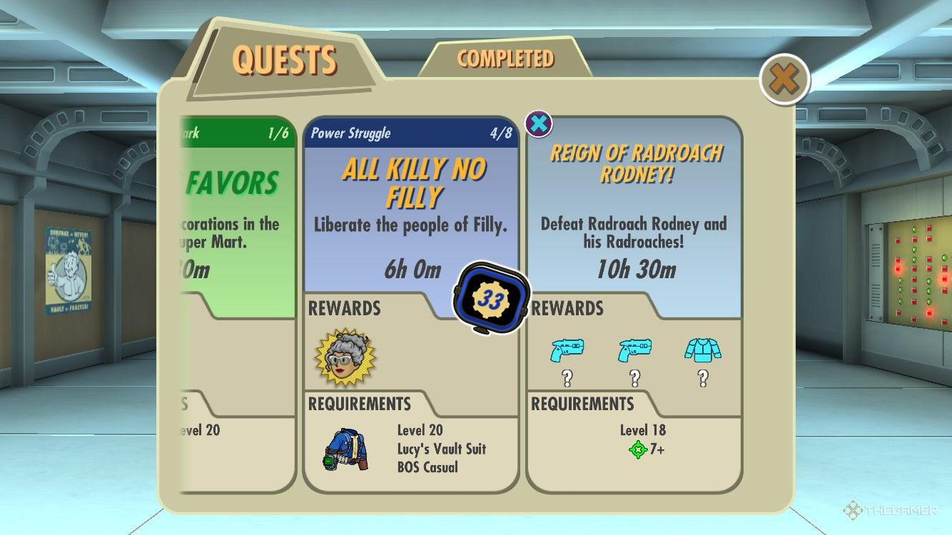 Fallout Shelter All Killy No Filly quest info