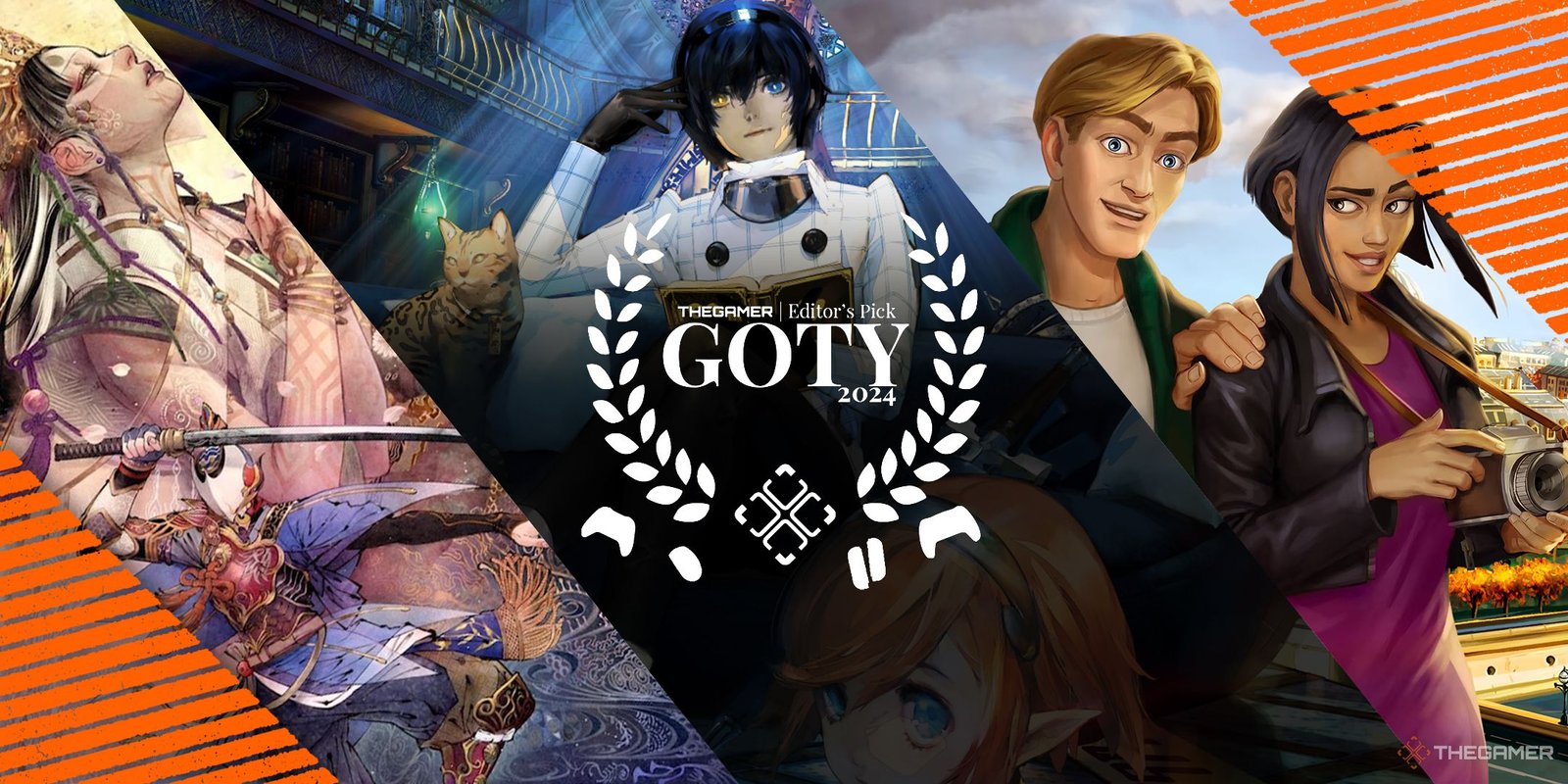 A collage of Kunitsu-gami, Metaphor, and Broken Sword Refored for a 2024 GOTY list.